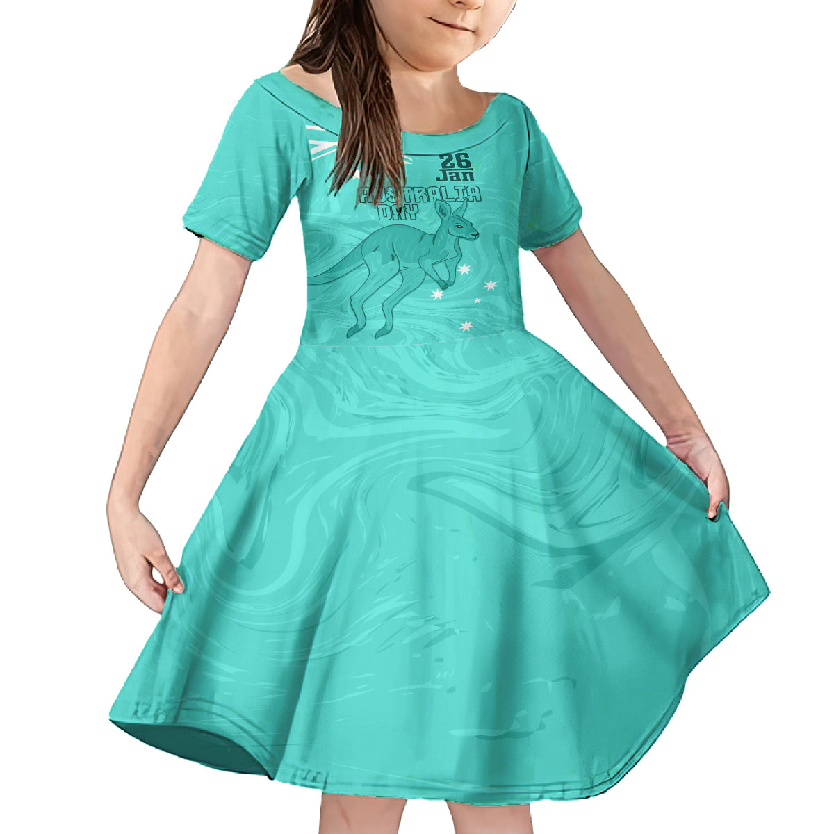 Personalised Matildas Australia Day Kid Short Sleeve Dress Proud To Be Tillies Turquoise Version