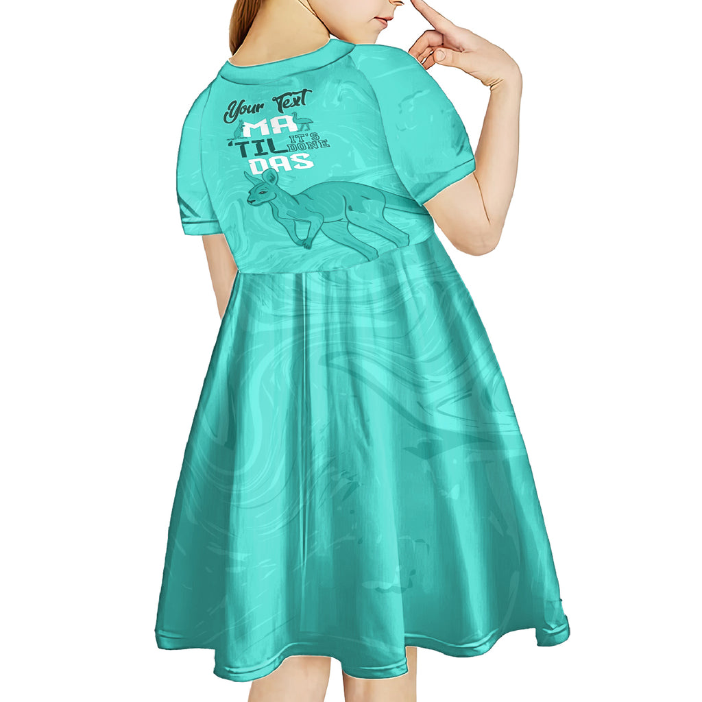 Personalised Matildas Australia Day Kid Short Sleeve Dress Proud To Be Tillies Turquoise Version