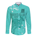 Personalised Matildas Australia Day Long Sleeve Button Shirt Proud To Be Tillies Turquoise Version