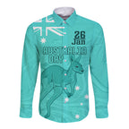 Personalised Matildas Australia Day Long Sleeve Button Shirt Proud To Be Tillies Turquoise Version