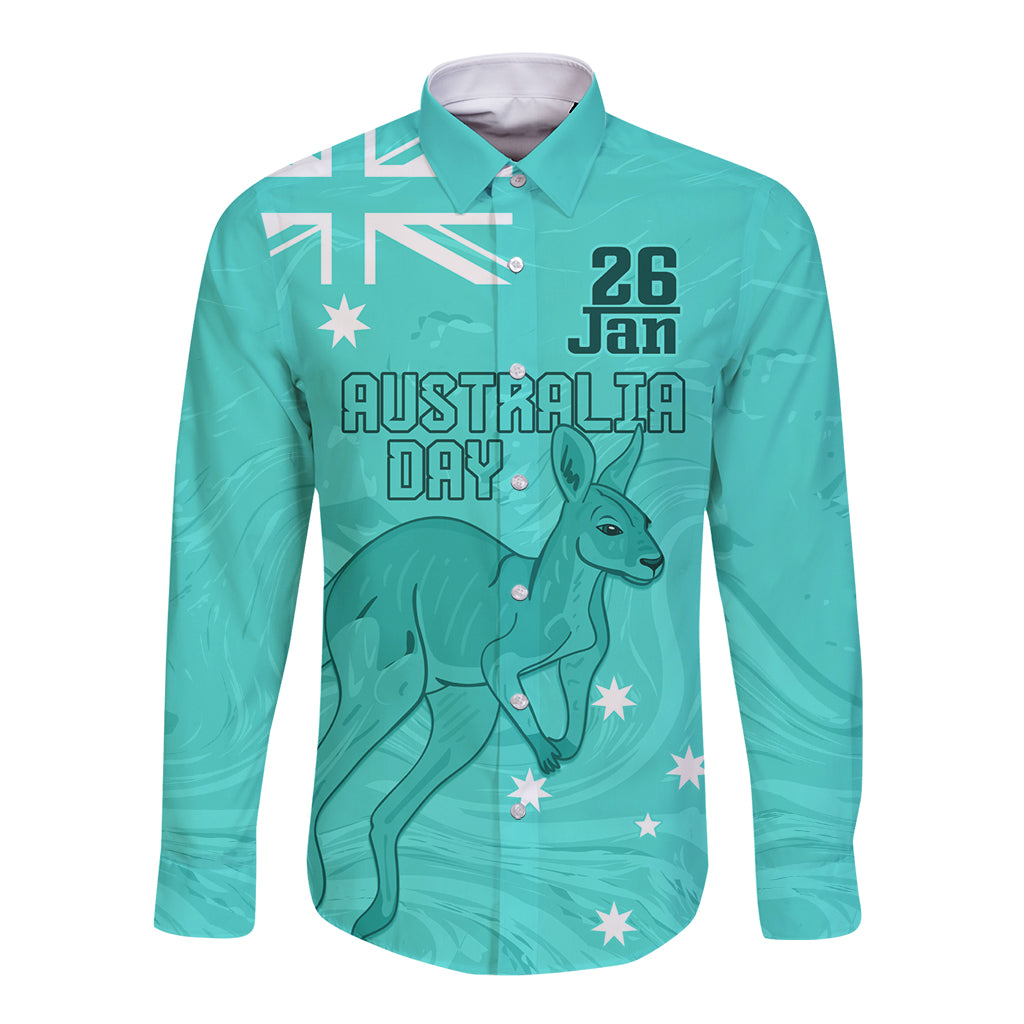 Personalised Matildas Australia Day Long Sleeve Button Shirt Proud To Be Tillies Turquoise Version