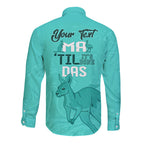 Personalised Matildas Australia Day Long Sleeve Button Shirt Proud To Be Tillies Turquoise Version