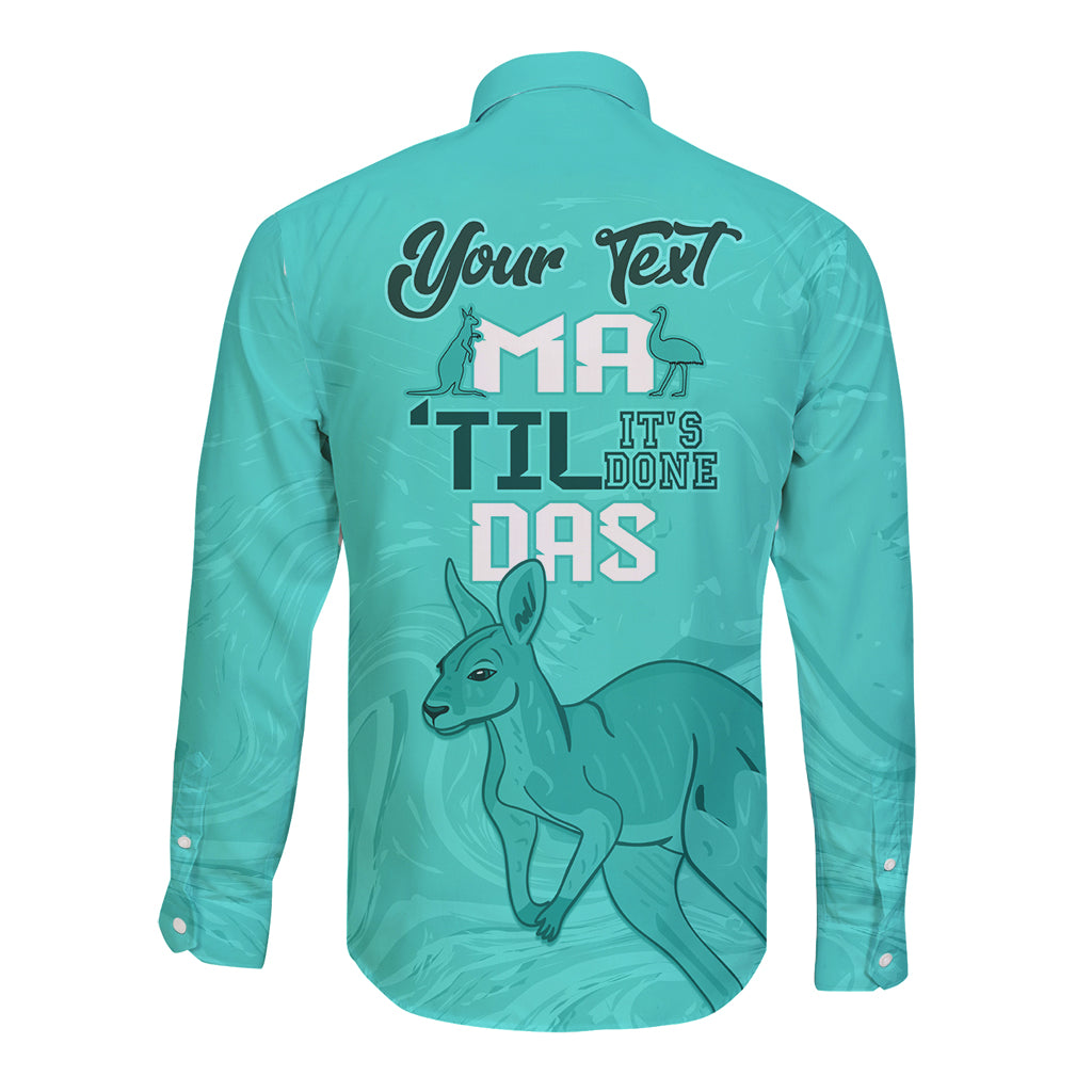 Personalised Matildas Australia Day Long Sleeve Button Shirt Proud To Be Tillies Turquoise Version