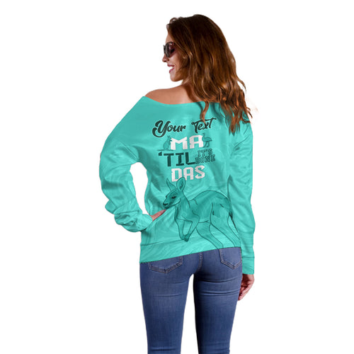 Personalised Matildas Australia Day Off Shoulder Sweater Proud To Be Tillies Turquoise Version
