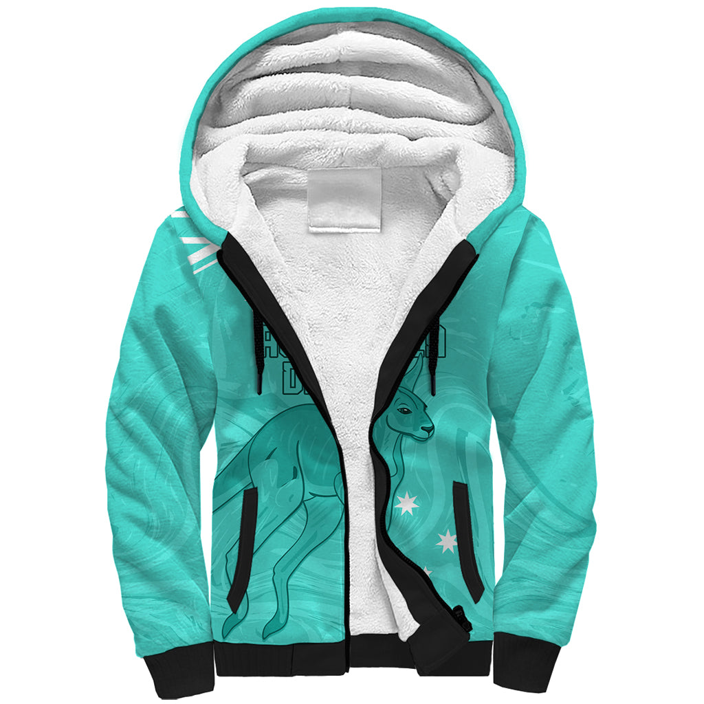 Personalised Matildas Australia Day Sherpa Hoodie Proud To Be Tillies Turquoise Version