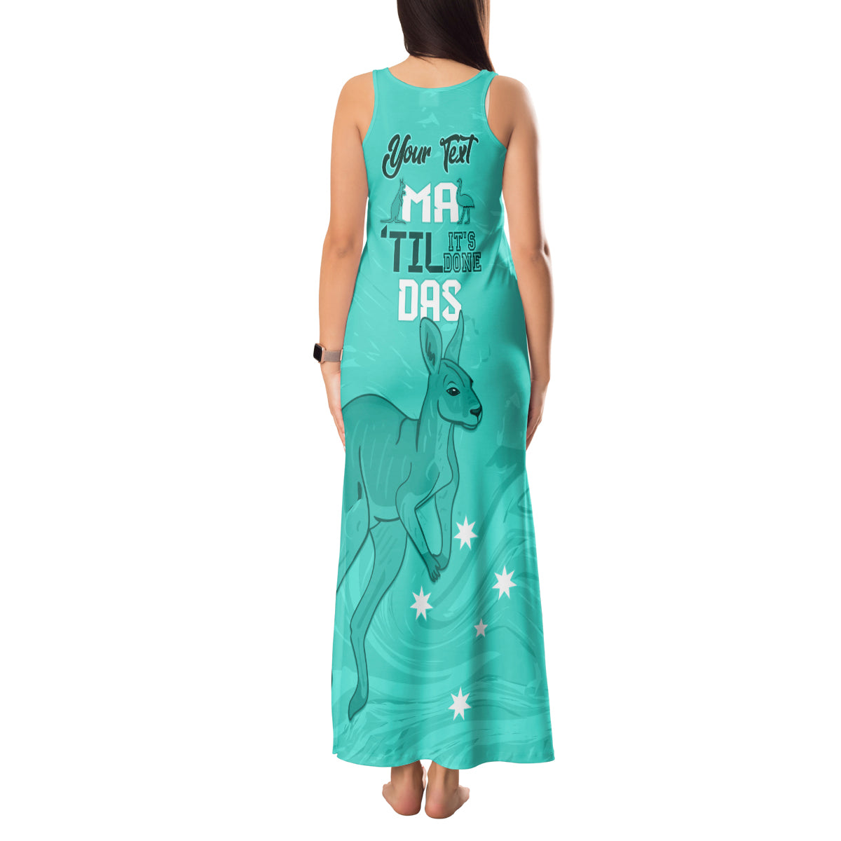 Personalised Matildas Australia Day Tank Maxi Dress Proud To Be Tillies Turquoise Version