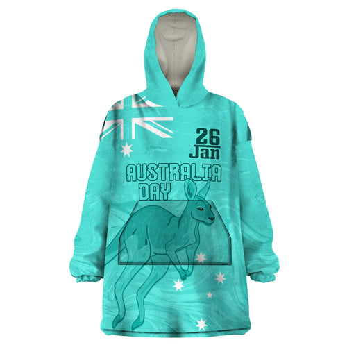 Personalised Matildas Australia Day Wearable Blanket Hoodie Proud To Be Tillies Turquoise Version