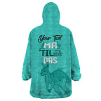 Personalised Matildas Australia Day Wearable Blanket Hoodie Proud To Be Tillies Turquoise Version