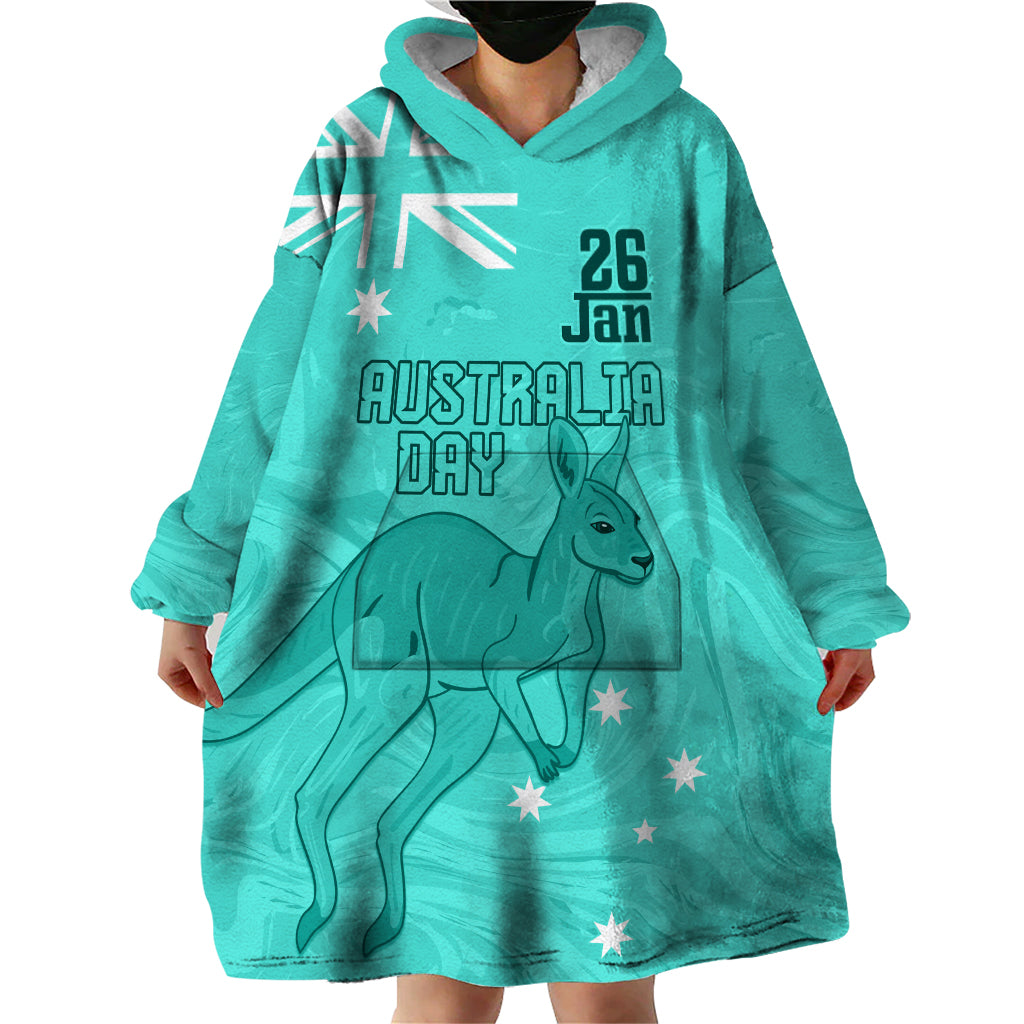 Personalised Matildas Australia Day Wearable Blanket Hoodie Proud To Be Tillies Turquoise Version