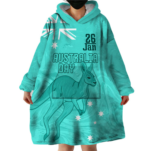 Personalised Matildas Australia Day Wearable Blanket Hoodie Proud To Be Tillies Turquoise Version