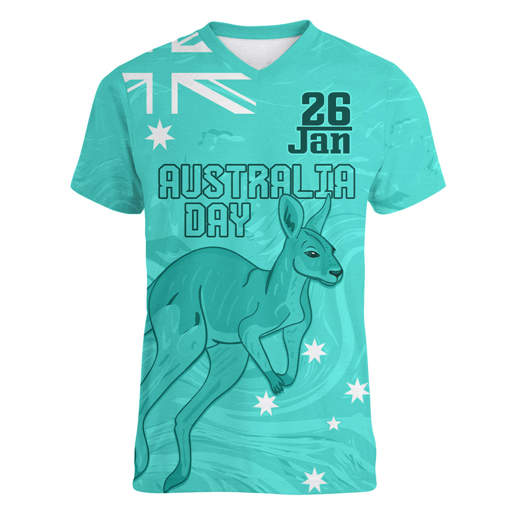 Personalised Matildas Australia Day Women V Neck T Shirt Proud To Be Tillies Turquoise Version