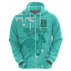 Personalised Matildas Australia Day Zip Hoodie Proud To Be Tillies Turquoise Version