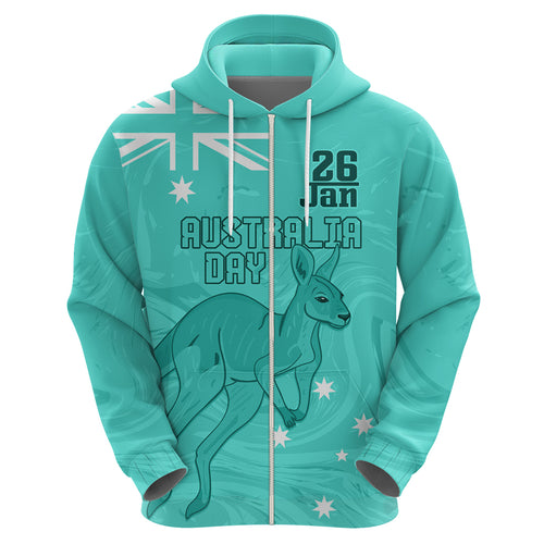 Personalised Matildas Australia Day Zip Hoodie Proud To Be Tillies Turquoise Version