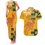 Custom Australia Day Soccer Socceroos Couples Matching Tank Maxi Dress and Hawaiian Shirt We Are One And Free