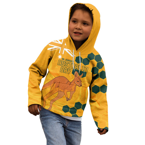 Custom Australia Day Soccer Socceroos Kid Hoodie We Are One And Free