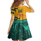 Custom Australia Day Soccer Socceroos Kid Short Sleeve Dress We Are One And Free