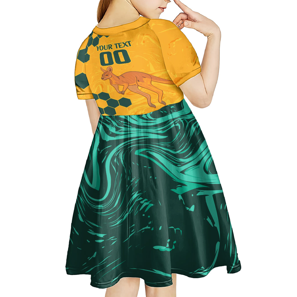 Custom Australia Day Soccer Socceroos Kid Short Sleeve Dress We Are One And Free
