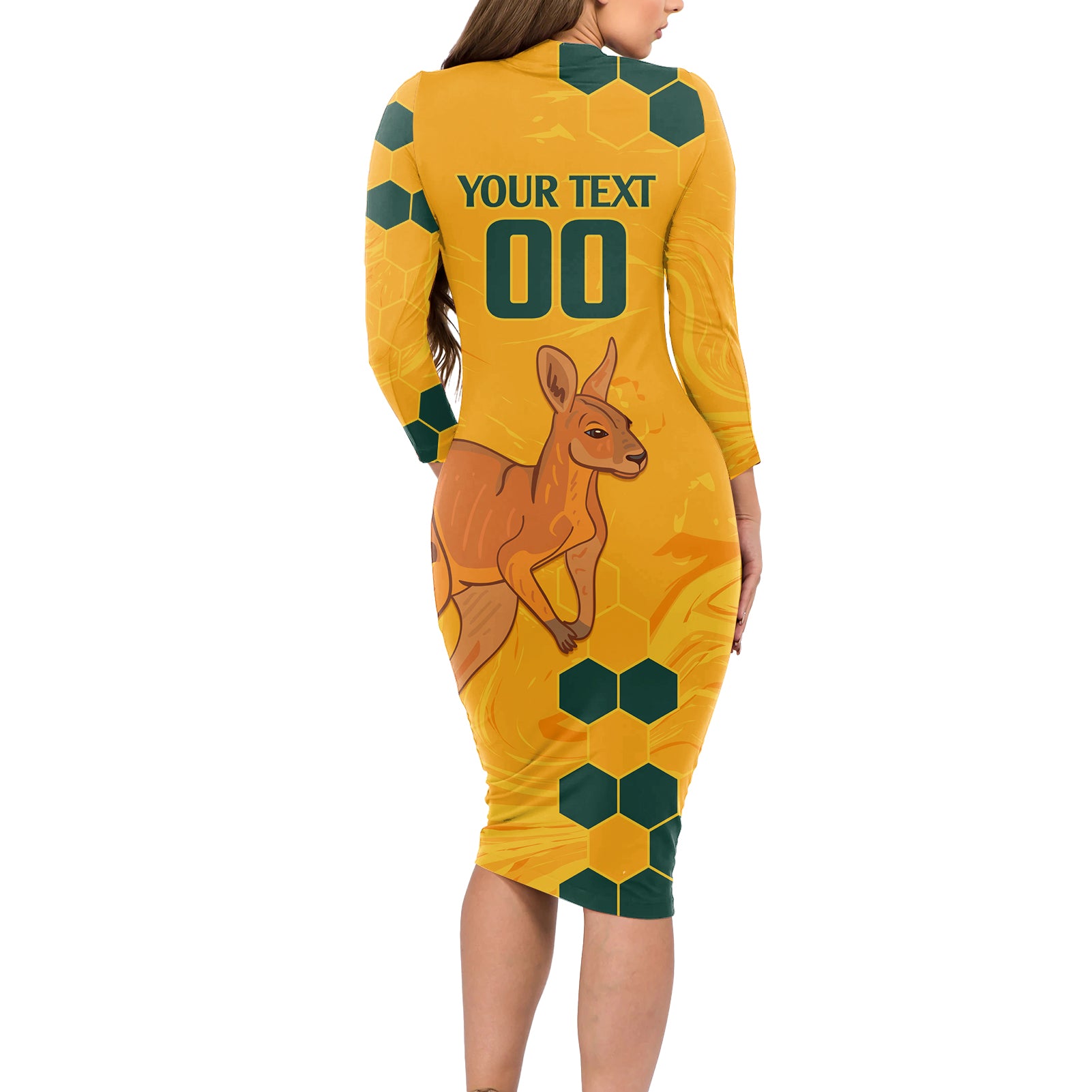 Custom Australia Day Soccer Socceroos Long Sleeve Bodycon Dress We Are One And Free