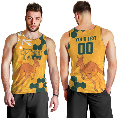 Custom Australia Day Soccer Socceroos Men Tank Top We Are One And Free