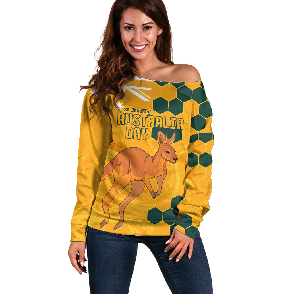 Custom Australia Day Soccer Socceroos Off Shoulder Sweater We Are One And Free