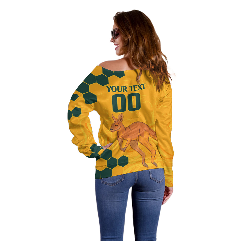 Custom Australia Day Soccer Socceroos Off Shoulder Sweater We Are One And Free