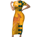 Custom Australia Day Soccer Socceroos Short Sleeve Bodycon Dress We Are One And Free