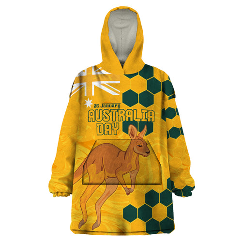 Custom Australia Day Soccer Socceroos Wearable Blanket Hoodie We Are One And Free
