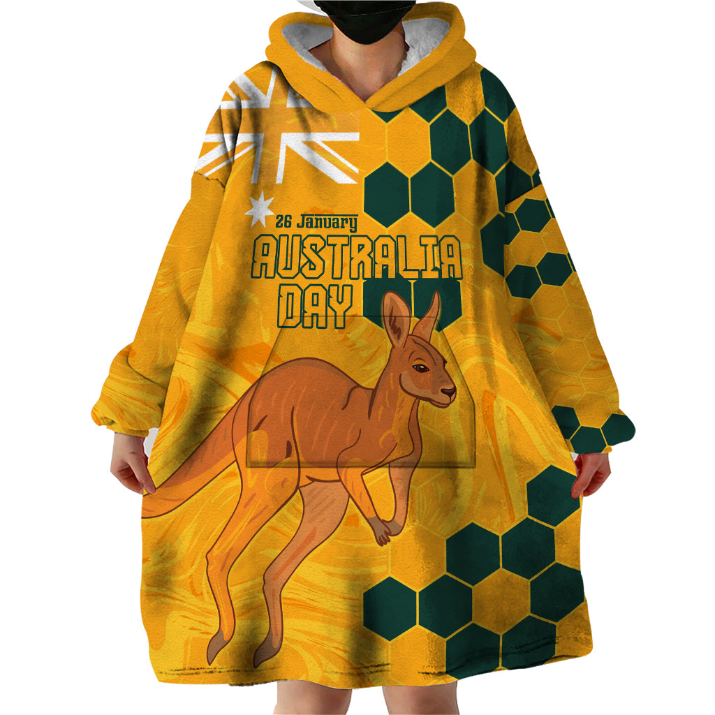 Custom Australia Day Soccer Socceroos Wearable Blanket Hoodie We Are One And Free