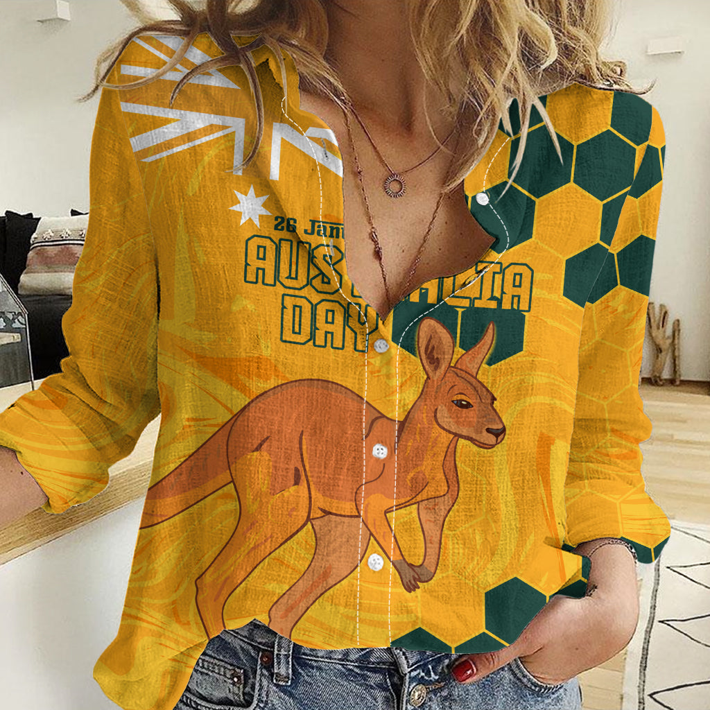 Custom Australia Day Soccer Socceroos Women Casual Shirt We Are One And Free