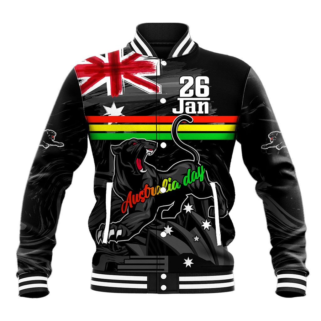 Personalised NRL Panthers Australia Day Baseball Jacket Proud Of Our Boys Black