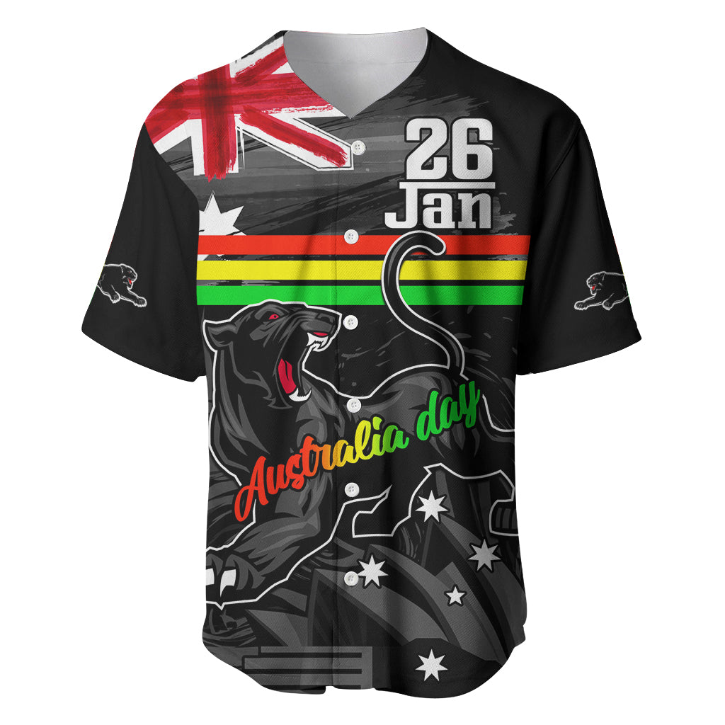 Personalised NRL Panthers Australia Day Baseball Jersey Proud Of Our Boys Black
