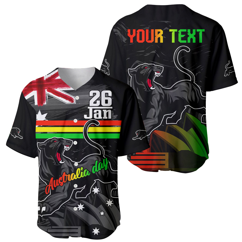 Personalised NRL Panthers Australia Day Baseball Jersey Proud Of Our Boys Black