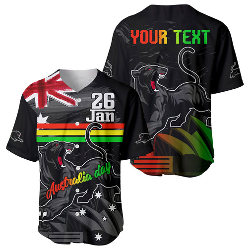 Personalised NRL Panthers Australia Day Baseball Jersey Proud Of Our Boys Black