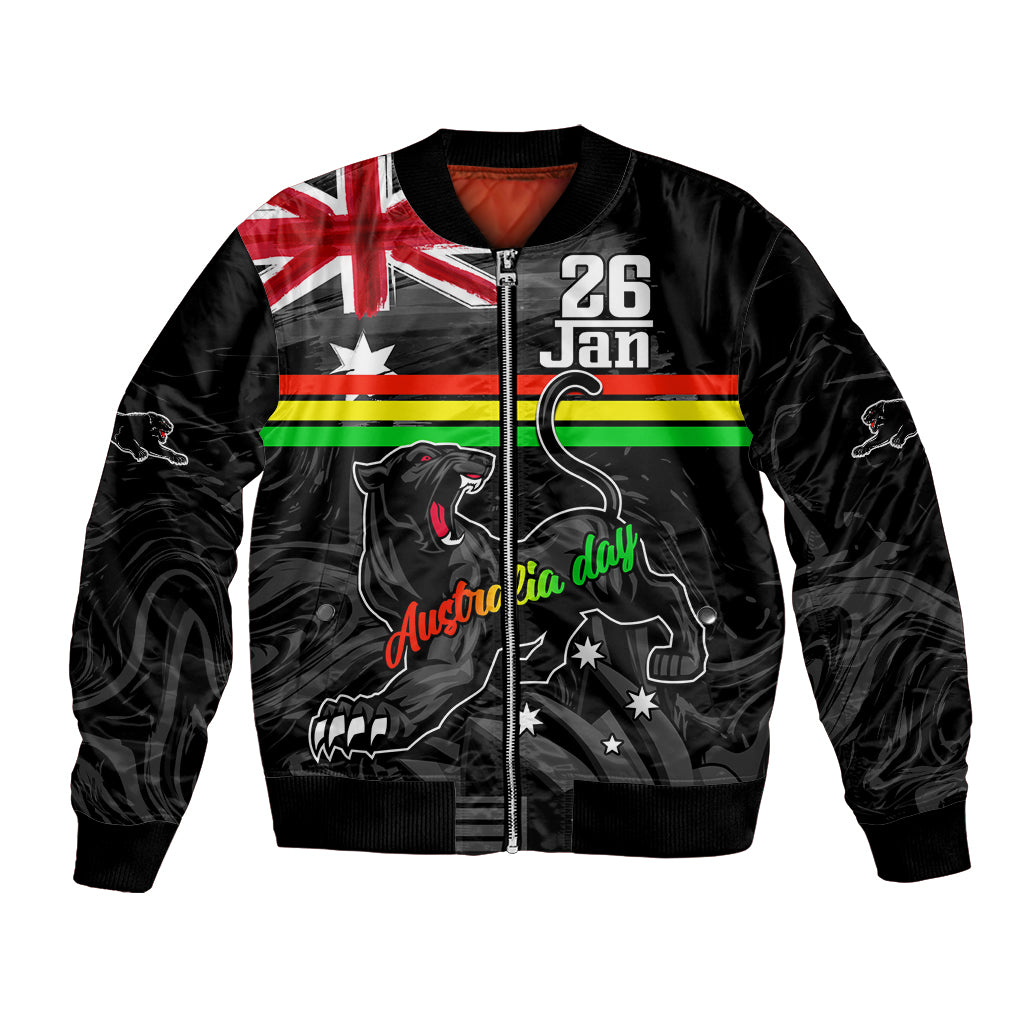 Personalised NRL Panthers Australia Day Bomber Jacket Proud Of Our Boys Black