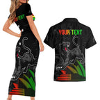 Personalised NRL Panthers Australia Day Couples Matching Short Sleeve Bodycon Dress and Hawaiian Shirt Proud Of Our Boys Black