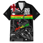 Personalised NRL Panthers Australia Day Family Matching Puletasi and Hawaiian Shirt Proud Of Our Boys Black