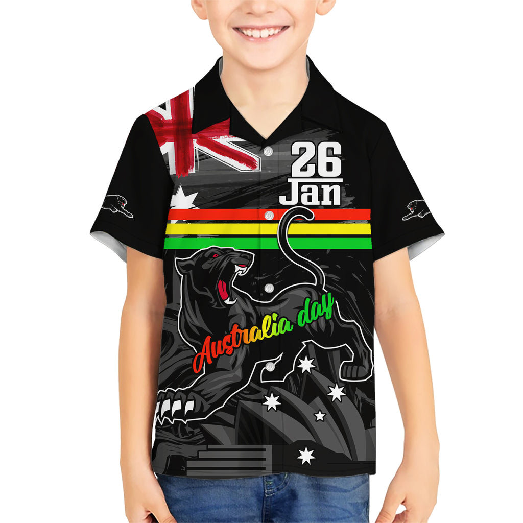 Personalised NRL Panthers Australia Day Hawaiian Shirt Proud Of Our Boys Black