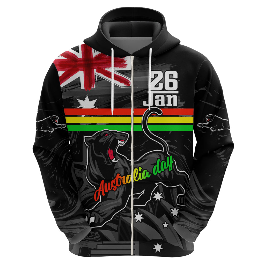 Personalised NRL Panthers Australia Day Hoodie Proud Of Our Boys Black