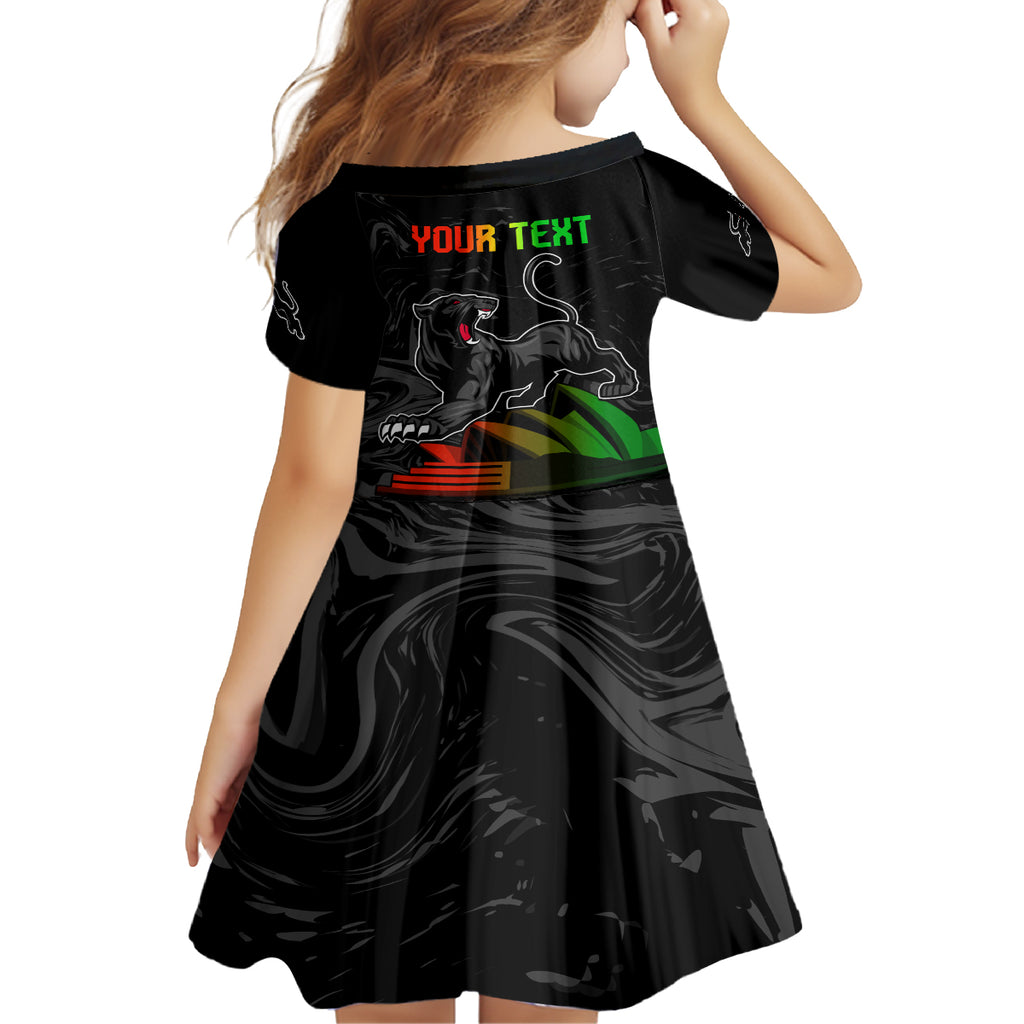 Personalised NRL Panthers Australia Day Kid Short Sleeve Dress Proud Of Our Boys Black
