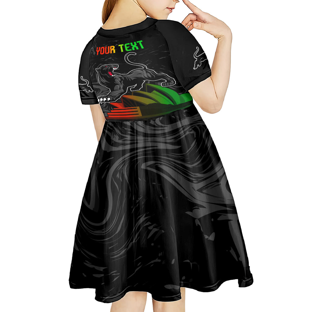 Personalised NRL Panthers Australia Day Kid Short Sleeve Dress Proud Of Our Boys Black