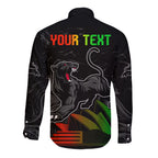 Personalised NRL Panthers Australia Day Long Sleeve Button Shirt Proud Of Our Boys Black