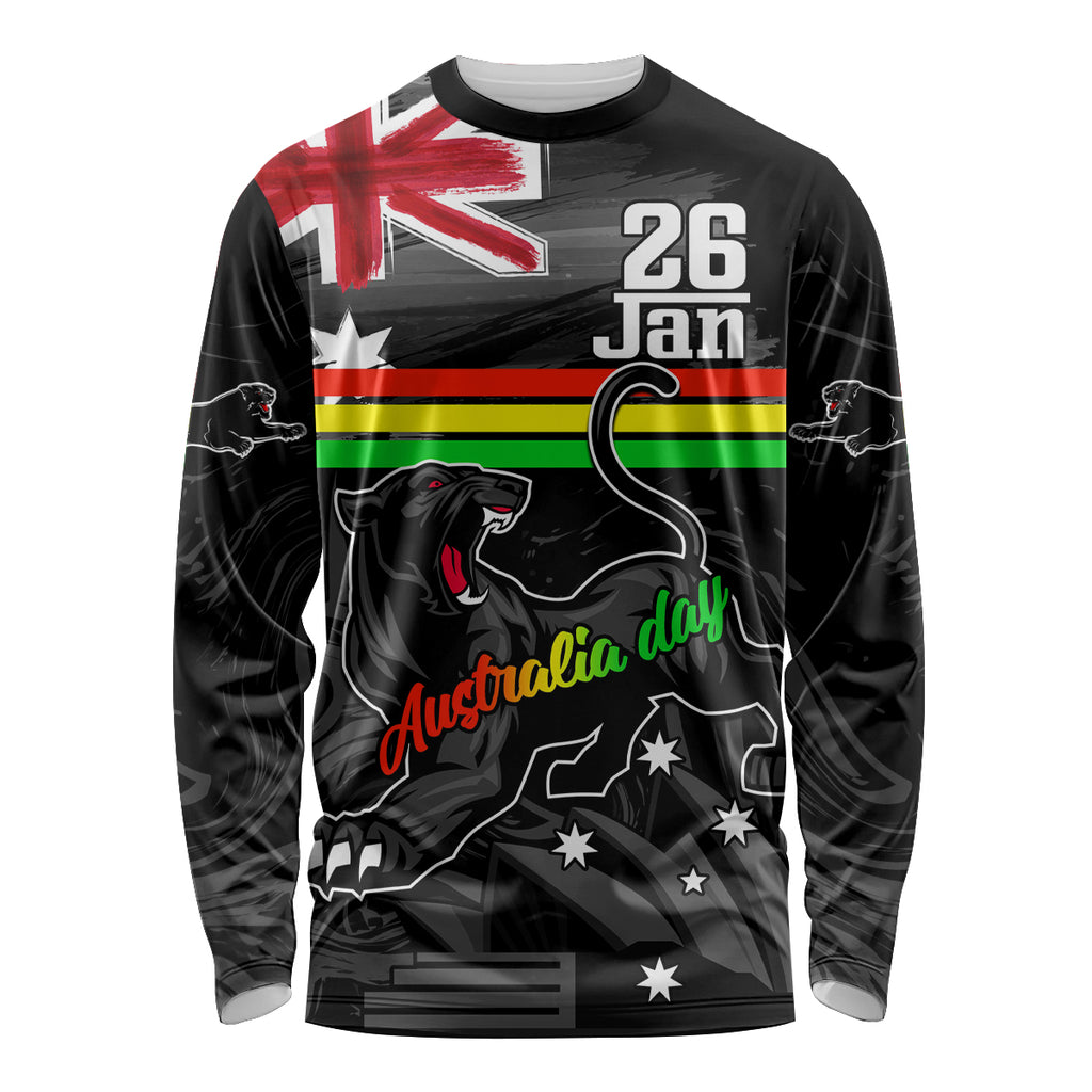 Personalised NRL Panthers Australia Day Long Sleeve Shirt Proud Of Our Boys Black