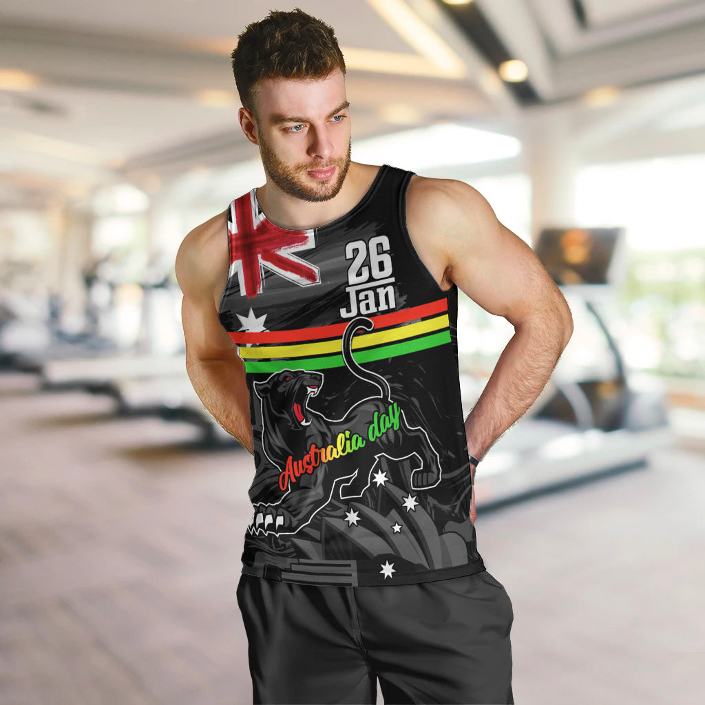 Personalised NRL Panthers Australia Day Men Tank Top Proud Of Our Boys Black