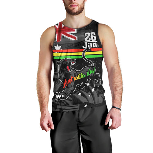 Personalised NRL Panthers Australia Day Men Tank Top Proud Of Our Boys Black