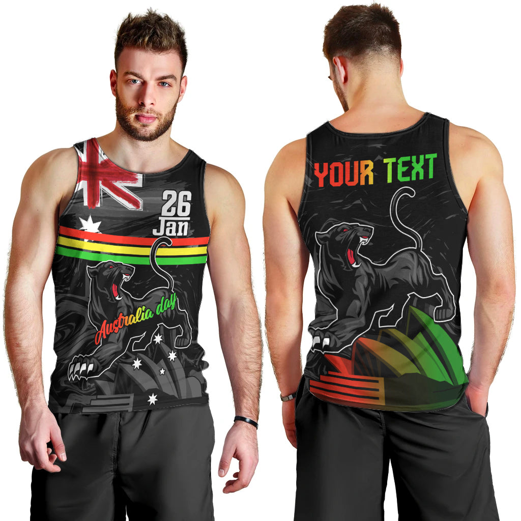 Personalised NRL Panthers Australia Day Men Tank Top Proud Of Our Boys Black