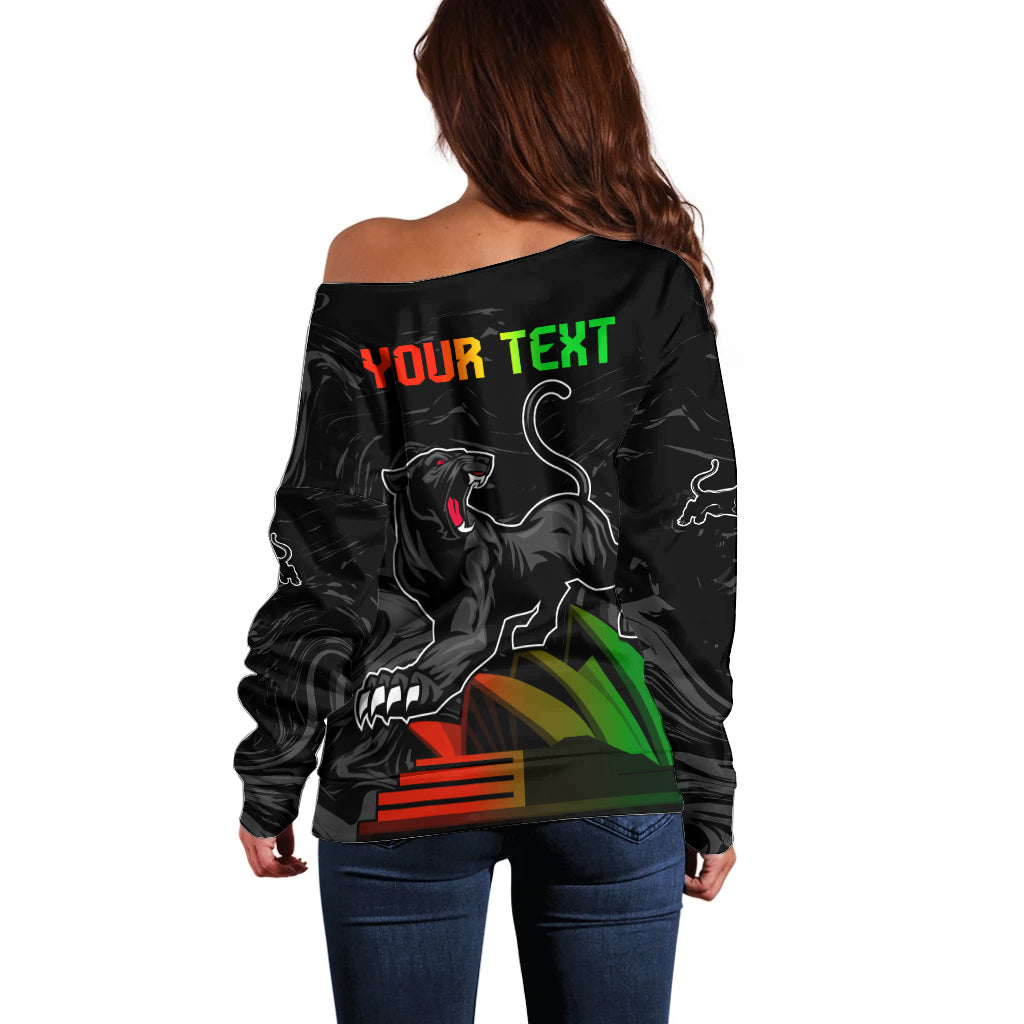 Personalised NRL Panthers Australia Day Off Shoulder Sweater Proud Of Our Boys Black