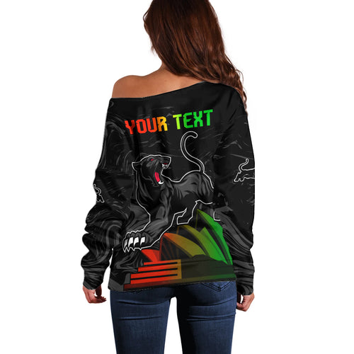 Personalised NRL Panthers Australia Day Off Shoulder Sweater Proud Of Our Boys Black