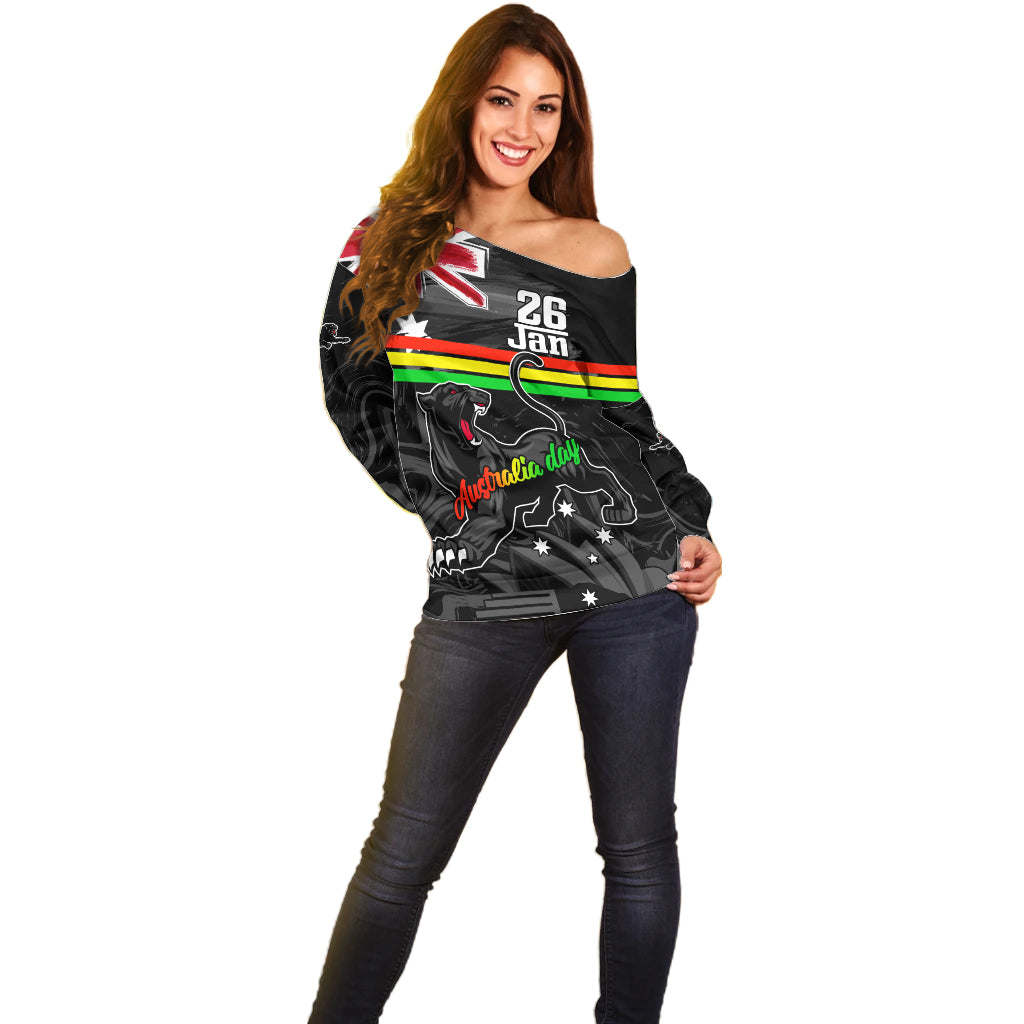 Personalised NRL Panthers Australia Day Off Shoulder Sweater Proud Of Our Boys Black
