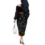 Personalised NRL Panthers Australia Day Off The Shoulder Long Sleeve Dress Proud Of Our Boys Black