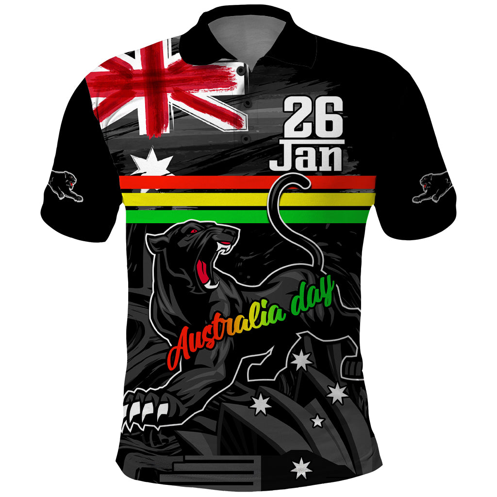 Personalised NRL Panthers Australia Day Polo Shirt Proud Of Our Boys Black